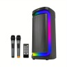 Machine à Karaoké Double Micros avec 2 Subwoofers de 6,5" - Basses Puissantes, Effet Écho, Éclairage RGB pour Maison/Fêtes/Événements - Compatible Smartphones/Tablettes/Ordinateurs Portables - Connexion Plug-and-Play, Système Sonore Fiable, Design Élégant, Haut-parleur Renforcé en Basse, Idéal pour les Amateurs de Musique