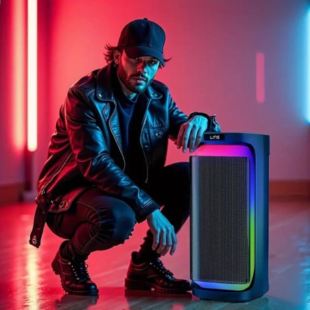 Machine à Karaoké Double Micros avec 2 Subwoofers de 6,5" - Basses Puissantes, Effet Écho, Éclairage RGB pour Maison/Fêtes/Événements - Compatible Smartphones/Tablettes/Ordinateurs Portables - Connexion Plug-and-Play, Système Sonore Fiable, Design Élégant, Haut-parleur Renforcé en Basse, Idéal pour les Amateurs de Musique