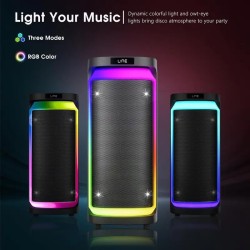 Machine à Karaoké Double Micros avec 2 Subwoofers de 6,5" - Basses Puissantes, Effet Écho, Éclairage RGB pour Maison/Fêtes/Événements - Compatible Smartphones/Tablettes/Ordinateurs Portables - Connexion Plug-and-Play, Système Sonore Fiable, Design Élégant, Haut-parleur Renforcé en Basse, Idéal pour les Amateurs de Musique