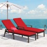2 Fauteuils de Jardin en Rotin Multigot à Dossier Réglable avec Coussins, Rouge