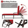 2 Fauteuils de Jardin en Rotin Multigot à Dossier Réglable avec Coussins, Rouge