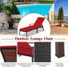 2 Fauteuils de Jardin en Rotin Multigot à Dossier Réglable avec Coussins, Rouge