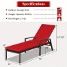 2 Fauteuils de Jardin en Rotin Multigot à Dossier Réglable avec Coussins, Rouge