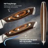 Ensembles de couteaux pour la cuisine, ensemble de 15 couteaux de cuisine en acier inoxydable à haute teneur en carbone avec bloc et aiguiseur, ensembles de couteaux martelés ultra-épais avec triple rivet et manche en bois, adaptés au lave-vaisselle