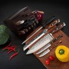 Ensembles de couteaux pour la cuisine, ensemble de 15 couteaux de cuisine en acier inoxydable à haute teneur en carbone avec bloc et aiguiseur, ensembles de couteaux martelés ultra-épais avec triple rivet et manche en bois, adaptés au lave-vaisselle